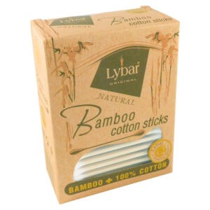 LYBAR Natural bamboo vatové tyčinky krabička 200 kusů